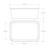 750ml Natural Rectangle PLA Lined Paper Container|750ml Natural Rectangle PLA Lined Paper Container line drawing