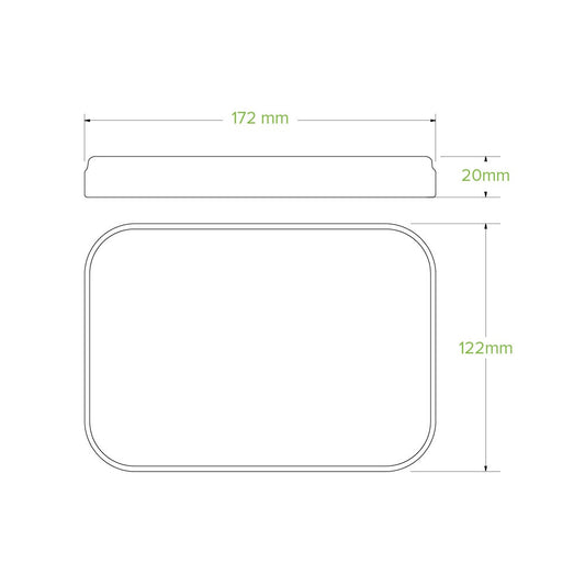 Natural Rectangle PLA Lined Paper Container Lid|Natural Rectangle PLA Lined Paper Container Lid line drawing