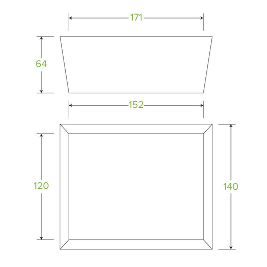 Medium BioBoard Lunch Box|Compostable Medium BioBoard Lunch Box Line Drawing