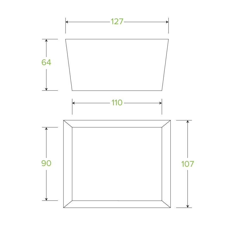 Small BioBoard Lunch Box|Compostable Small BioBoard Lunch Box Line Drawing