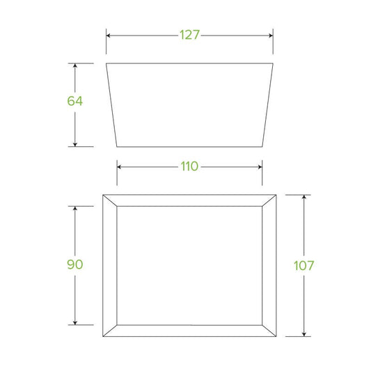 Small BioBoard Lunch Box|Compostable Small BioBoard Lunch Box Line Drawing