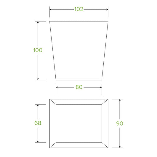 26oz BioBoard Noodle Box|26oz BioBoard Noodle Box Line Drawing