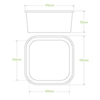 1,400ml White BioBoard Square Takeaway Base|1,400ml White BioBoard Square Takeaway Base
