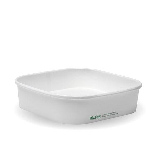 750ml White BioBoard Square Takeaway Base|750ml White BioBoard Square Takeaway Base Line Drawing