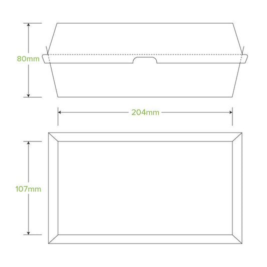 Compostable Large Snack BioBoard Box|Compostable Large Snack BioBoard Box Line Drawing