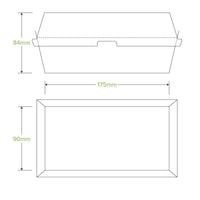 Regular Snack BioBoard White Clamshell Box|Regular Snack BioBoard White Clamshell Box Line Drawing