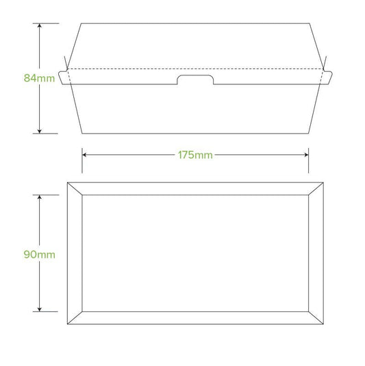 Regular Snack BioBoard White Clamshell Box|Regular Snack BioBoard White Clamshell Box Line Drawing