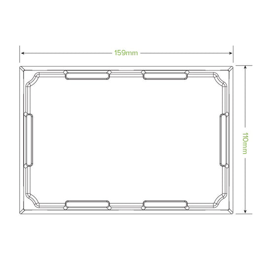 Small Paper Sushi Tray Clear PLA Lid|Small Paper Sushi Tray Clear PLA Lid Line Drawing|Small Paper Sushi Tray with Clear PLA Lid