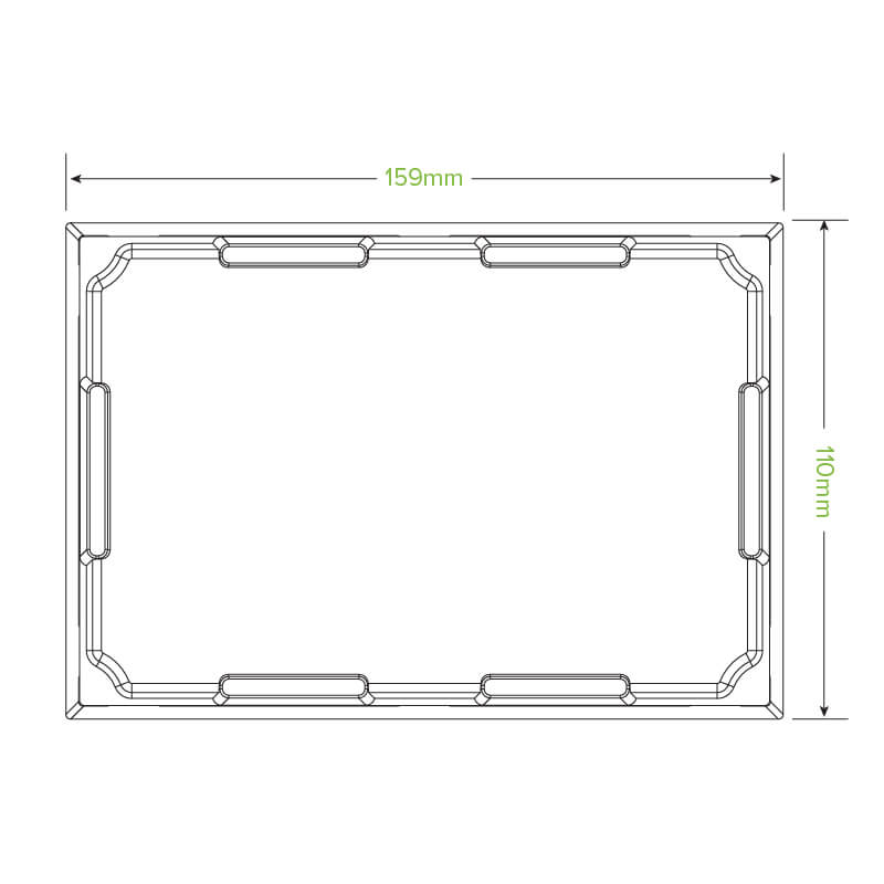 Small sushi tray clear PET lid, 160 x 110 x 27mm|Small Sushi Tray PET Lid - 160 x 110 x 27mm Line Drawing|Small sushi tray clear PET lid, 160 x 110 x 27mm with Tray