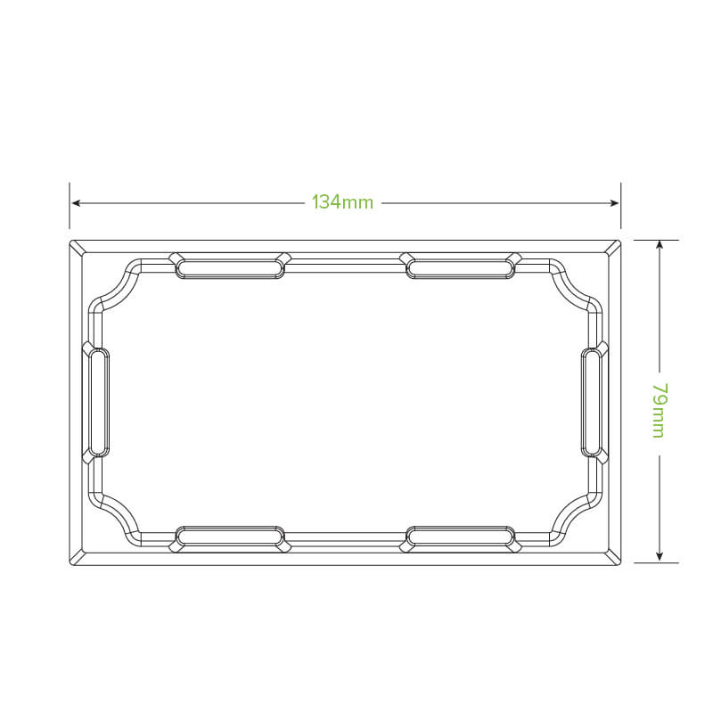 Extra small sushi tray clear PET lid, 135 x 80 x 27mm|Extra Small Sushi Tray PET Lid - 135 x 80 x 27mm Line Drawing|Extra small sushi tray clear PET lid, 135 x 80 x 27mm with tray
