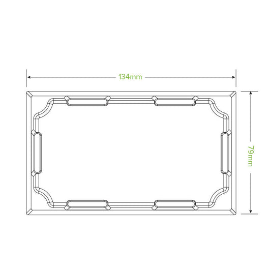 Extra small sushi tray clear PET lid, 135 x 80 x 27mm|Extra Small Sushi Tray PET Lid - 135 x 80 x 27mm Line Drawing|Extra small sushi tray clear PET lid, 135 x 80 x 27mm with tray