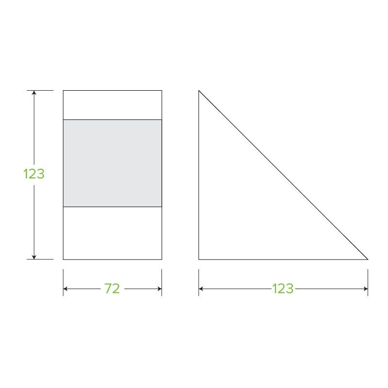 Compostable Medium BioBoard Sandwich Wedge|Compostable Medium BioBoard Sandwich Wedge Line Drawing