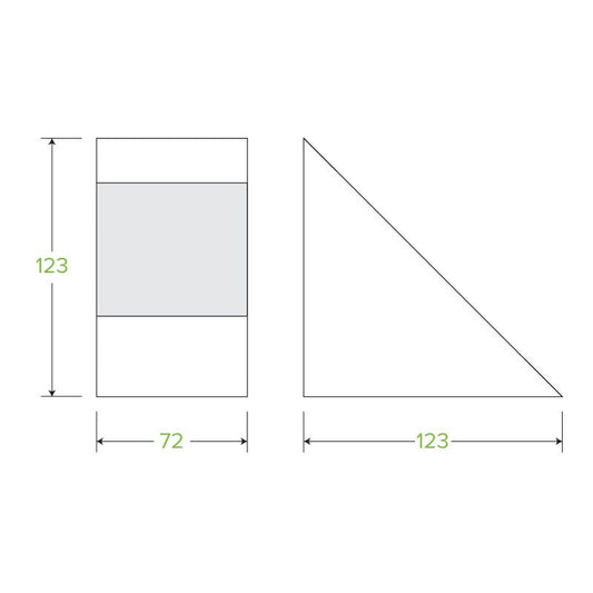 Compostable Medium BioBoard Sandwich Wedge|Compostable Medium BioBoard Sandwich Wedge Line Drawing