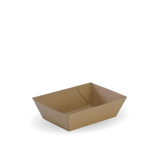 BioBoard Tray #1|Three tacos on kraft BioBoard tray|Compostable BioBoard Tray #2 Line Drawing