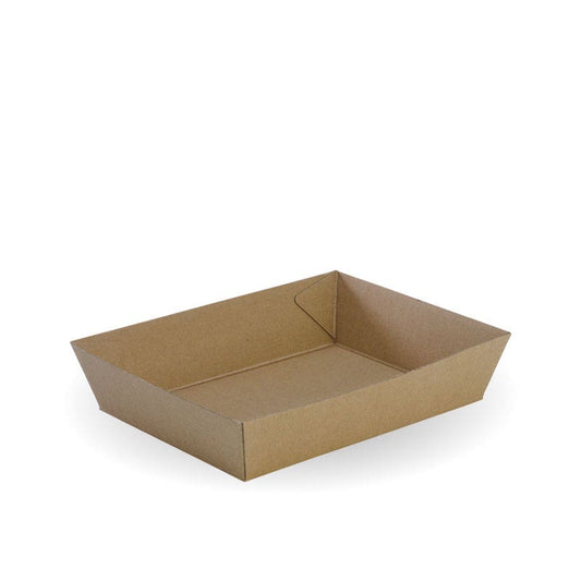 BioBoard Tray #3|Woman eating assorted pastries on a kraft BioBoard tray|Compostable BioBoard Tray #3 Line Drawing
