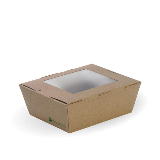 Medium BioBoard Lunch Box With Window|Compostable Medium BioBoard Lunch Box With Window Line Drawing