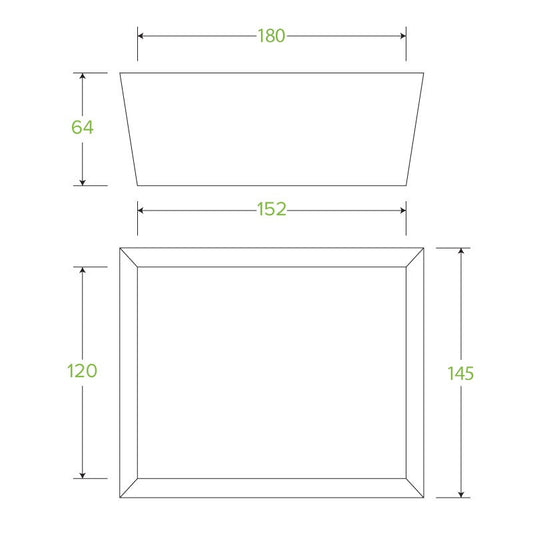 Medium BioBoard Lunch Box With Window|Compostable Medium BioBoard Lunch Box With Window Line Drawing