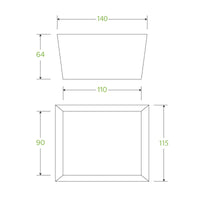 Small BioBoard Lunch Box With Window|Compostable Small BioBoard Lunch Box With Window Line Drawing|disposable lunch box with clear window filled with fresh shrimp spring rolls|disposable lunch box with clear window filled with charcuterie