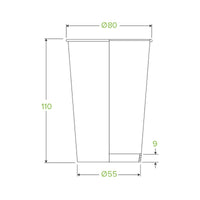 10oz White Green Line BioCup|10oz Paper Cup Line Drawing