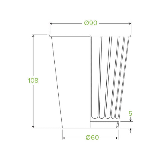 12oz Leaf BioCup - Double Wall|12oz Leaf BioCup Line Drawing - Double Wall Line Drawing