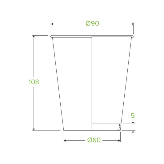 |12oz White BioCup Line Drawing