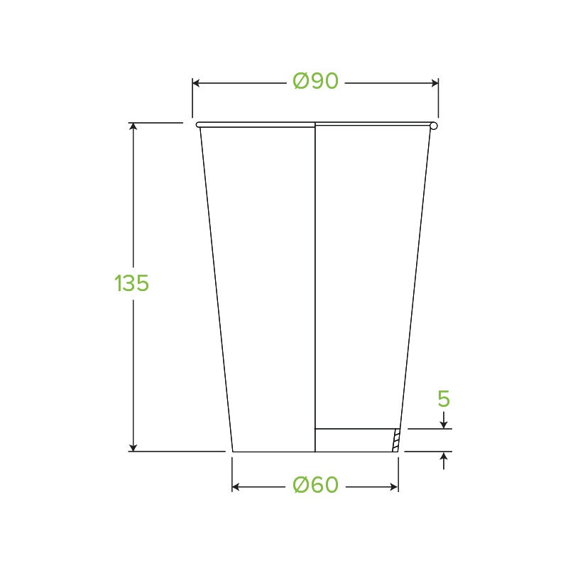 16oz Leaf BioCup|16oz Leaf BioCup Line Drawing