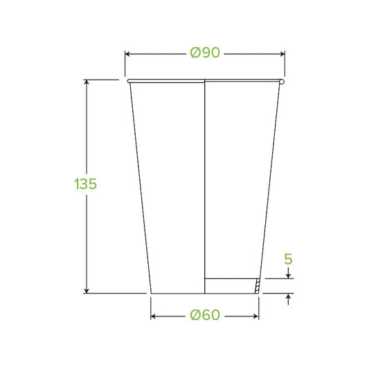 16oz Leaf BioCup|16oz Leaf BioCup Line Drawing