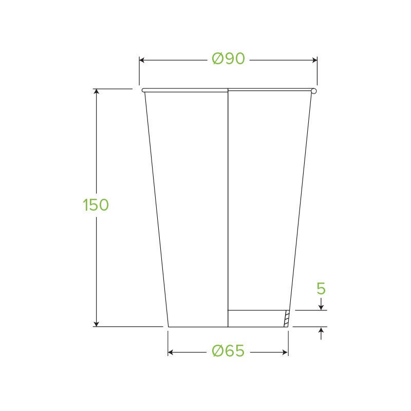 20oz Leaf BioCup|20oz Leaf BioCup Line Drawing
