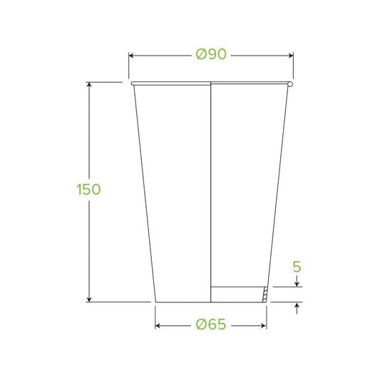 20oz Leaf BioCup|20oz Leaf BioCup Line Drawing