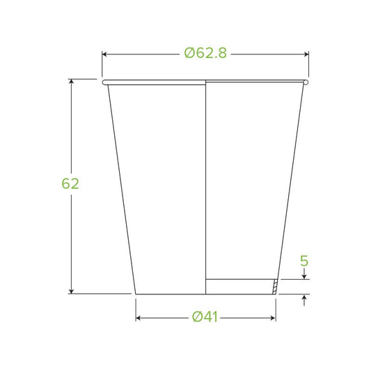 4oz White BioCup|4oz White BioCup Line Drawing