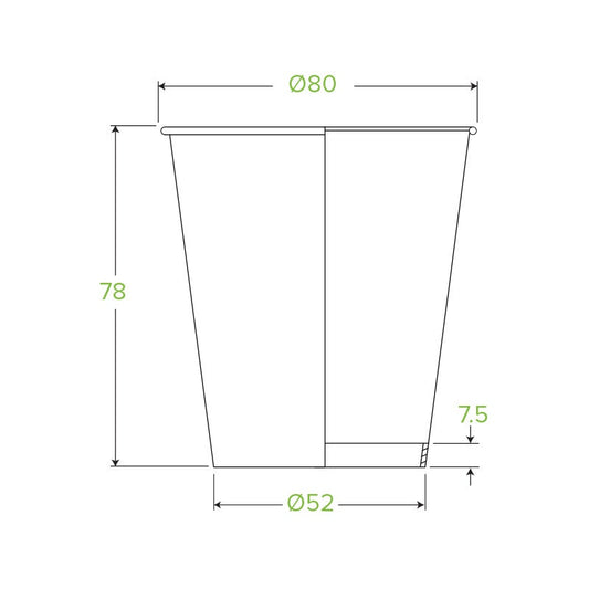 6oz Leaf Single Wall BioCup|6oz Leaf BioCup Line Drawing