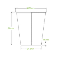 230ml / 6oz (80mm) Kraft Green Stripe Single Wall BioCups|230ml / 6oz (80mm) Kraft Green Stripe Single Wall BioCups Line Drawing