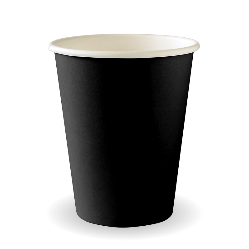 280ml / 8oz (80mm) Black Aqueous Single Wall BioCup|280ml / 8oz (80mm) Black Aqueous Single Wall BioCup Line Drawing
