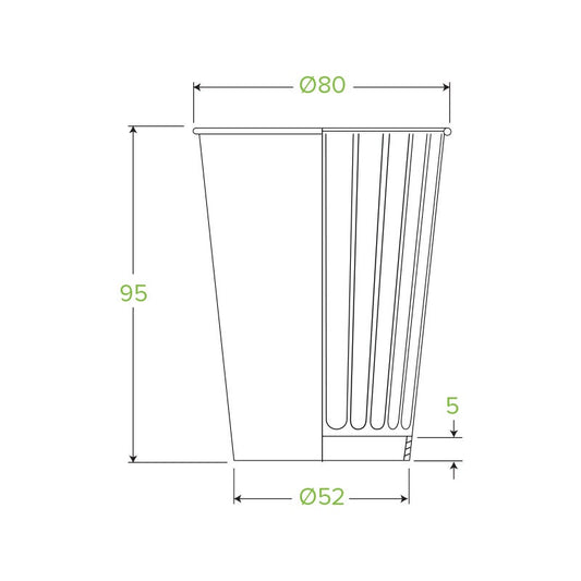 8oz Leaf BioCup - Double Wall|8oz Leaf BioCup Line Drawing - Double Wall Line Drawing