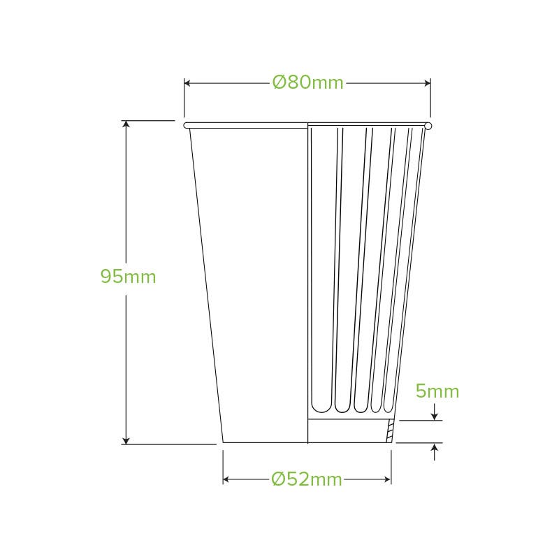 255ml / 8oz Black Aqueous Double Wall BioCup|255ml / 8oz Black Aqueous Double Wall BioCup Line Drawing