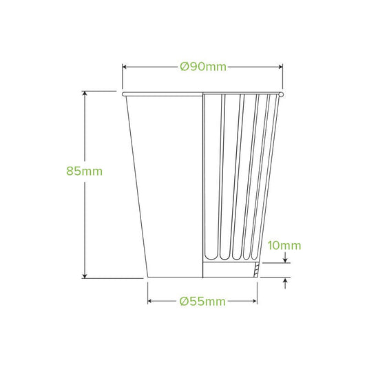 295ml / 8oz (90mm) Black Aqueous Double Wall BioCup|295ml / 8oz (90mm) Black Aqueous Double Wall BioCup Line Drawing