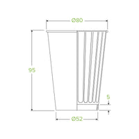 8oz White BioCup - Double Wall|8oz White BioCup Line Drawing - Double Wall Line Drawing