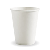 280ml / 8oz (80mm) White PHA Single Wall BioCup|280ml / 8oz (80mm) White PHA Single Wall BioCup Line Drawing|White PHA Cup with "Join the PHAn club" print