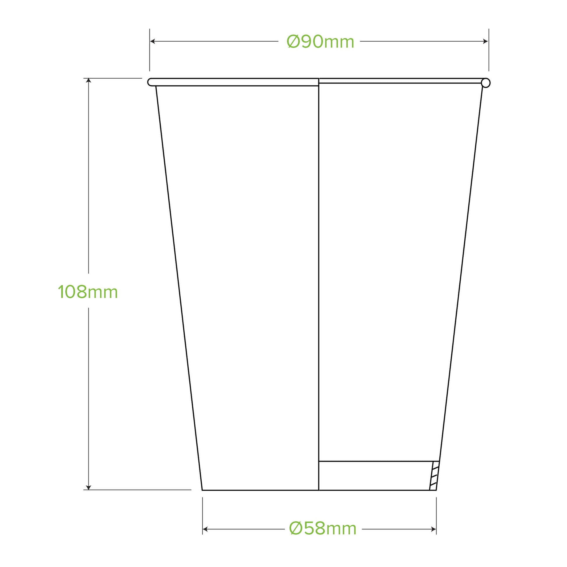 12oz White Cold Paper Cup|12oz White Cold Paper Cup Line Drawing