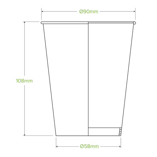 12oz White Cold Paper Cup|12oz White Cold Paper Cup Line Drawing