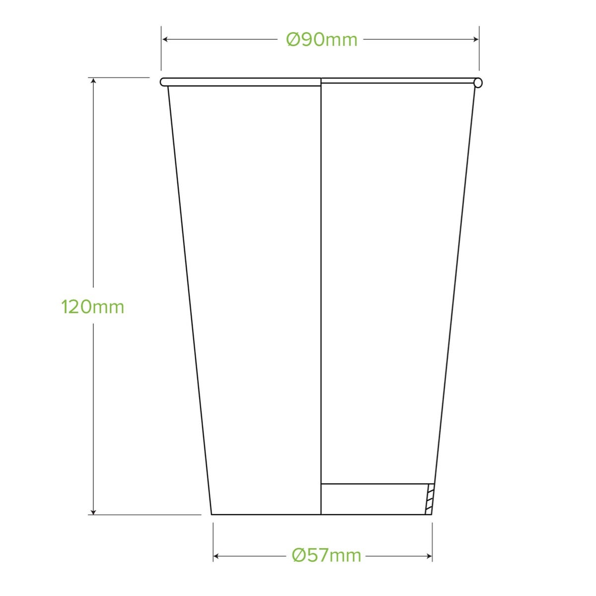 14oz Paper Beer Cup with weights and measures approved for beer logo and text. |14oz Paper Beer Cup Line Drawing 