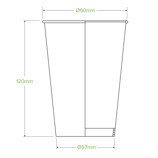 14oz Paper Beer Cup with weights and measures approved for beer logo and text. |14oz Paper Beer Cup Line Drawing 
