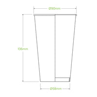 16oz White Cold Paper Cup|16oz White Cold Paper Cup Line Drawing