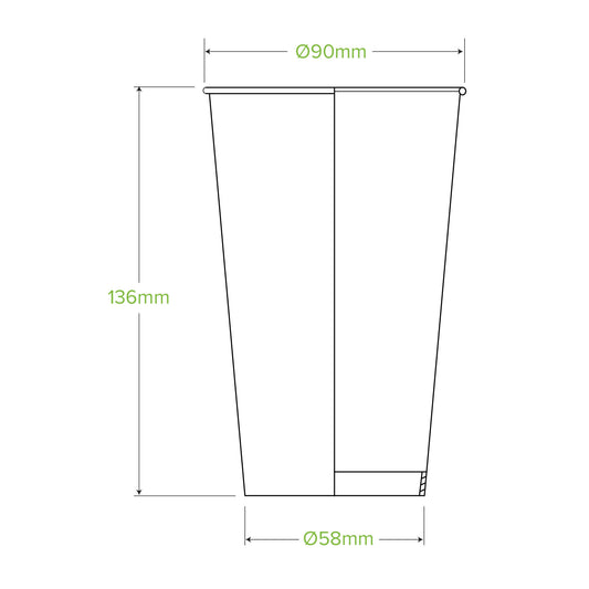 16oz White Cold Paper Cup|16oz White Cold Paper Cup Line Drawing