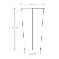 20oz Paper Beer Cup with weights and measures approved logo and text. |20oz Paper Beer Cup Line Drawing 
