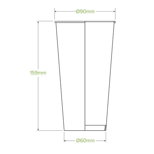 20oz Paper Beer Cup with weights and measures approved logo and text. |20oz Paper Beer Cup Line Drawing 