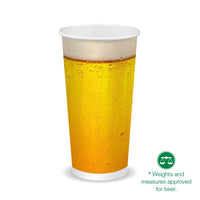 20oz Paper Beer Cup with weights and measures approved logo and text. |20oz Paper Beer Cup Line Drawing 
