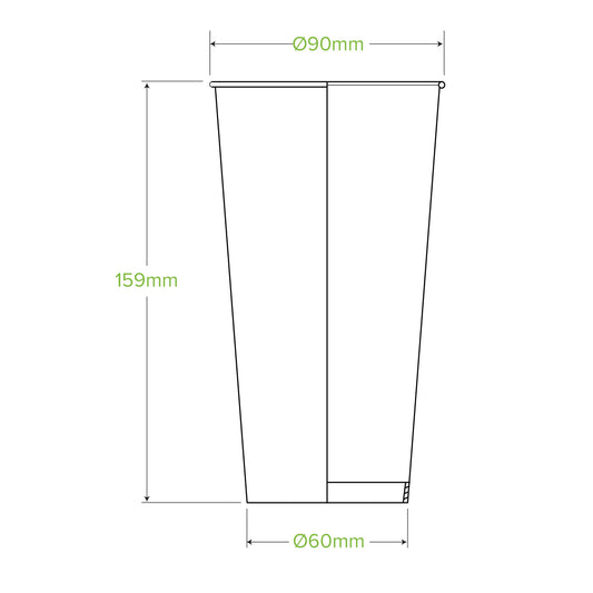 20oz White cold paper cup|20oz White cold paper cup line drawing