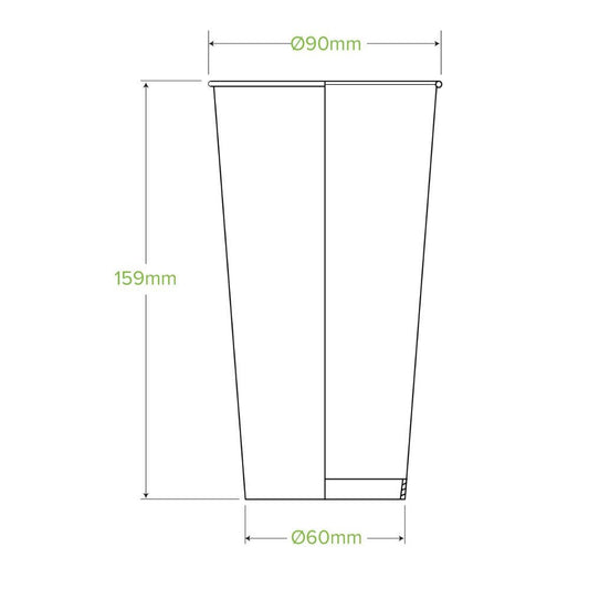 20oz White cold paper cup|20oz White cold paper cup line drawing