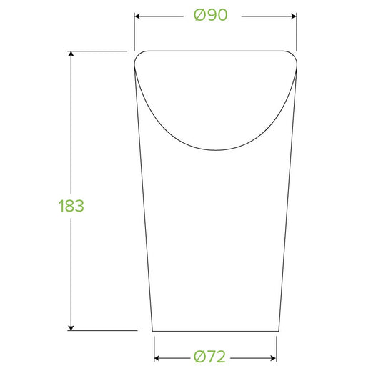 32oz Kraft Chip BioCup|32oz Kraft Chip BioCup Line Drawing